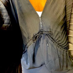 Freepeople Black silk top, tie detail